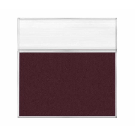 VERSARE Hush Panel Configurable Cubicle Partition 6' x 6' W/ Window Cranberry Fabric Clear Fluted Window 1852338-1